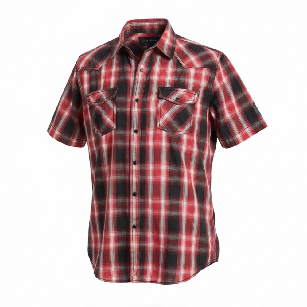 Burnside red and black Western plaid shirt